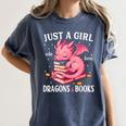 Just A Girl Who Loves Dragons And Books Dragon Reading Lover Women's Comfort Colors T-Shirt Moss Just A Girl Who Loves Dragons And Books Dragon Reading Lover Women's Comfort Colors T-Shirt Moss