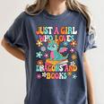 Just A Girl Who Loves Dragons And Books Reading Bookworm Women's Comfort Colors T-Shirt Moss