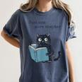 Just One More Chapter Bookworm Cat Book Lover Women's Comfort Colors T-Shirt Moss