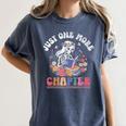 Just One More Chapter Skeleton Reading Book Bookworm Reader Women's Comfort Colors T-Shirt Moss