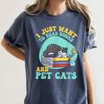 I Just Want To Read Books And Pet Cats Cat Book Lovers Women's Comfort Colors T-Shirt Moss