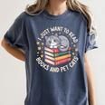 I Just Want To Read Books And Pet Cats Cat And Book Women's Comfort Colors T-Shirt Moss I Just Want To Read Books And Pet Cats Cat And Book Women's Comfort Colors T-Shirt Moss