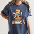 Kawaii Cat Coffee Books Teacher Men Women Girls Kids Women's Comfort Colors T-Shirt Moss Kawaii Cat Coffee Books Teacher Men Women Girls Kids Women's Comfort Colors T-Shirt Moss