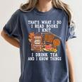 Knitting Reading Books Drinking Tea Knitter Knit Women's Comfort Colors T-Shirt Moss