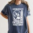 Leaving Reality Entering Fiction Bookish Book Reading Women's Comfort Colors T-Shirt Moss