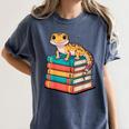 Leopard Gecko Book Lover Reading Women's Comfort Colors T-Shirt Moss