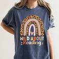 Leopard Teacher Wild About Reading Books Reader Librarian Women's Comfort Colors T-Shirt Moss