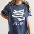Let's Get Lit Books Women's Comfort Colors T-Shirt Moss
