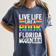 LGBTQ Quote Live Life Like A Banned Rainbow Book Women's Comfort Colors T-Shirt Moss LGBTQ Quote Live Life Like A Banned Rainbow Book Women's Comfort Colors T-Shirt Moss
