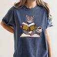 Life Is Better With Cats Coffee Books Cat Reading Book Women's Comfort Colors T-Shirt Moss Life Is Better With Cats Coffee Books Cat Reading Book Women's Comfort Colors T-Shirt Moss