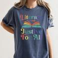 Literacy Justice For All Stop Book Banning Protect Librarian Women's Comfort Colors T-Shirt Moss Literacy Justice For All Stop Book Banning Protect Librarian Women's Comfort Colors T-Shirt Moss