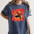 Marvel Spider-Man Peter Parker Comic Book Letter Logo Women's Comfort Colors T-Shirt Moss