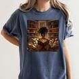 Melanin Afro Women Educated Reading Book History Women's Comfort Colors T-Shirt Moss