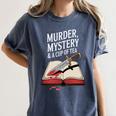 Murder Mystery And a Cup Of Tea Book Humor Women's Comfort Colors T-Shirt Moss