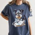 Nerdy Schnauzer Dog Book Lover Glasses Cute Pet For Men Women Kids Women's Comfort Colors T-Shirt Moss