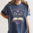 How Many Nights Reading 67 Meme Floral Book Lover Teacher Women's Comfort Colors T-Shirt Moss