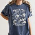 North Pole Book Club Christmas Elf Bookish Retro Graphic Women's Comfort Colors T-Shirt Moss