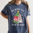 Oh What Fun It Is To Read Book Christmas Tree Premium Tri-Blend Women's Comfort Colors T-Shirt Moss