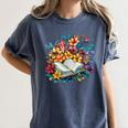 Open Book With Colorful Floral Reading Magic Women's Comfort Colors T-Shirt Moss