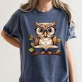 Owl Reading A Book Perched On A Branch Bookworm Women's Comfort Colors T-Shirt Moss