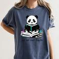 Panda Reading Chapter Books Women's Comfort Colors T-Shirt Moss
