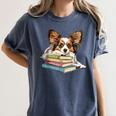 Papillon Books Reading Dog Breed Graphic For Men Women Kids Women's Comfort Colors T-Shirt Moss Papillon Books Reading Dog Breed Graphic For Men Women Kids Women's Comfort Colors T-Shirt Moss