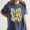 Peace Love Books Librarian Teacher Life Book Library Women's Comfort Colors T-Shirt Moss Peace Love Books Librarian Teacher Life Book Library Women's Comfort Colors T-Shirt Moss