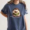 Porcupine Reading Book Hedgehog Book Lover Women's Comfort Colors T-Shirt Moss