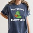 Professional Bookworm Reading Lover Cute Worm Glasses Book Women's Comfort Colors T-Shirt Moss