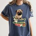 Pug Dog Reading Book Coffee Read Books Be Kind Stay Weird Women's Comfort Colors T-Shirt Moss Pug Dog Reading Book Coffee Read Books Be Kind Stay Weird Women's Comfort Colors T-Shirt Moss