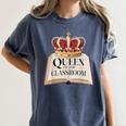 Queen Of The Classroom Appreciation Royal Crown Book Women's Comfort Colors T-Shirt Moss