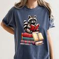 Raccoon Reading Books Matching Bookworm Readers Librarian Women's Comfort Colors T-Shirt Moss