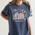 There Is No Such Thing As Too Many Books Reading Teacher Women's Comfort Colors T-Shirt Moss
