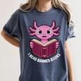 I Read Banned Books Axolotl Reading Women's Comfort Colors T-Shirt Moss