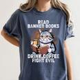 Read Banned Books Drink Coffee Fight Evil Cat Women's Comfort Colors T-Shirt Moss Read Banned Books Drink Coffee Fight Evil Cat Women's Comfort Colors T-Shirt Moss