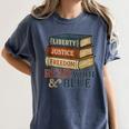 Read Blue Liberty Books July 4th Independence Women's Comfort Colors T-Shirt Moss