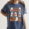 Read Boo KS Read More Bo KS Cute Ghost Reading Book Women's Comfort Colors T-Shirt Moss