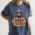 Read Book Reader Library Reading Librarian Pirate Bookworm Women's Comfort Colors T-Shirt Moss