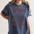 Read Books Be Kind Stay Weird Bookish Cowboy Reading Raccoon Women's Comfort Colors T-Shirt Moss