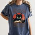 i Read Books And i Know Things Cat Reading Coffee Women's Comfort Colors T-Shirt Moss