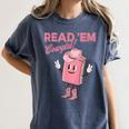 Read 'Em Western Cowgirl Retro Groovy Reading Books Women's Comfort Colors T-Shirt Moss