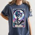 The Reader Tarot Card Reading Skeleton Skull Book Lover Women's Comfort Colors T-Shirt Moss