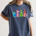 Reading Dinosaur T Rex Dino Book Lover Women's Comfort Colors T-Shirt Moss Reading Dinosaur T Rex Dino Book Lover Women's Comfort Colors T-Shirt Moss