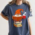 Reading Lover Book Graphic Gnome Women's Comfort Colors T-Shirt Moss