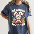 Reading Makes You Hoppier Bunny Book Fans Toddler Kid Women's Comfort Colors T-Shirt Moss Reading Makes You Hoppier Bunny Book Fans Toddler Kid Women's Comfort Colors T-Shirt Moss
