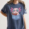 Readsalotl Axolotl Reading Book Lover Reading Pocket Axolotl Women's Comfort Colors T-Shirt Moss