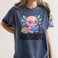 Readsolotl Cute Axolotl Reading Book Kawaii Pink Aesthetic Women's Comfort Colors T-Shirt Moss