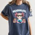 Readsolotl Pink Kawaii Axolotl Read Book Lover Reading Women's Comfort Colors T-Shirt Moss