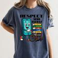 Respect Elders Cellphone Pushing Books In a Wheelchair Women's Comfort Colors T-Shirt Moss