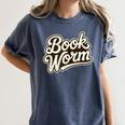 Retro Book Worm Reading For Book Lovers Women's Comfort Colors T-Shirt Moss Retro Book Worm Reading For Book Lovers Women's Comfort Colors T-Shirt Moss